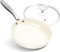 MICHELANGELO Padella antiaderente da 20,3 cm, piccola padella con coperchio, rivestimento in ceramica atossica, compatibile con induzione, colore bianco