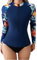 SHAPERIN Rash Guard Shirt Damen UPF 50+ Schwimmshirt Langarm Badeanzug UV-Schutz Shirt für Wasser Surfen Schwimmen Badeshirt Rashguard Blau 1# M
