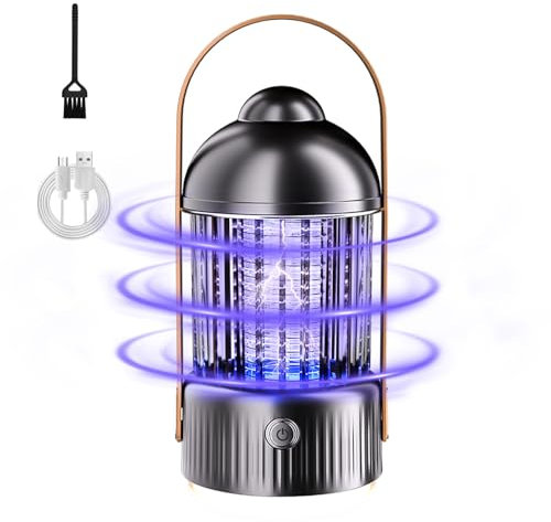 Insektenvernichter 3 in 1 Mückenlampe 4000mAh Fliegenfalle Elektrisch Moskitoschutz mit Nachtlicht, Mückenfalle Mosquito Killer mit USB Wiederaufladbarer Camping Laterne für Innen und Aussen
