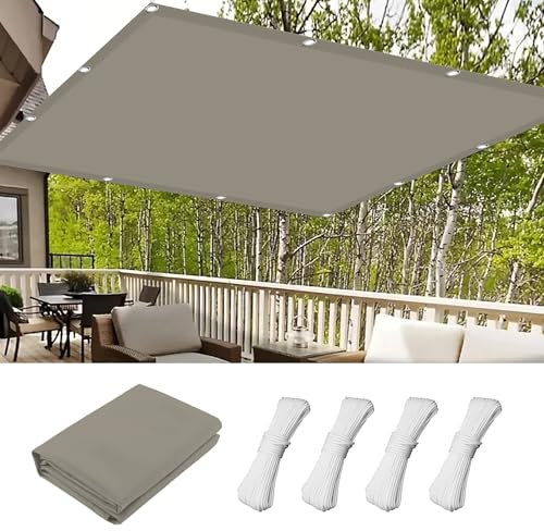Voile d'ombrage Toile Ombrage 2.2 x 3.2 m Anti UV Polyester Imperméable Ombrage Toile pour Pergola avec Oeillets pour La Couverture Végétale Serre Pergola, Taupe
