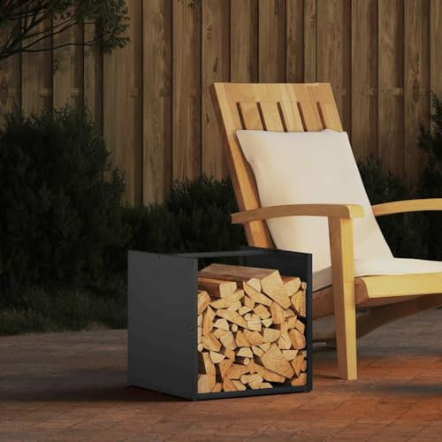 Rantry Mobilier Rack pour bois de chauffage Anthracite 40 x 40 x 40 cm, meuble porte-bûches d'intérieur, porte-bois de chauffage, porte bois pour cheminée, bois d'intérieur M-864239