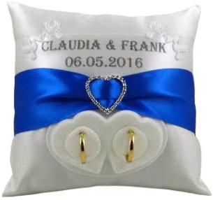 Generisch Ringkissen mit Namen und Datum,Box für Eheringe, Farbwahl,Exklusive Brautkissen, Ringkissen Hochzeit Namen Datum Ringhalter Brautkissen Farbwahl.