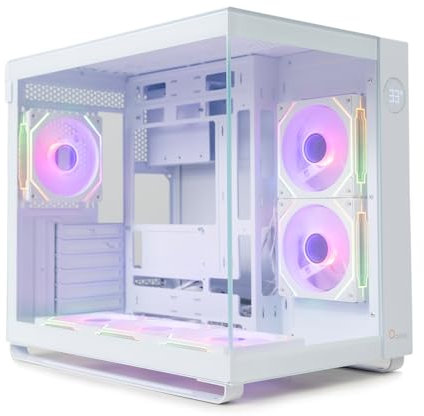 Iota C70 Mid-Tower PC Gaming Case,Large capacity computer case with Real-Time Digital Display,Panoramic View,Pre-Installed 6 ARGB Fan&Hub,Quick-Release Design,Type-C 3.1,for ATX/MATX/ITX/YTX (WH)