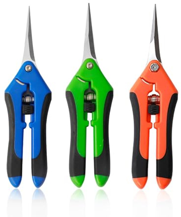Garden Pruning Scissors - TRACOMPAN 3pcs Professional Pruning Shears with Stainless Steel Blades, Garden Secateurs for Bonsai, Flowers, Grass Edges, Tree & Pot Plant (Green, Orange, Blue)