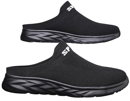 Pantoufles orthopédiques en maille pour homme - Avant fermé à l'arrière - Chaussures ouvertes à enfiler - Confortables - Légères et respirantes - Chaussures de jardin d'été pour l'intérieur et