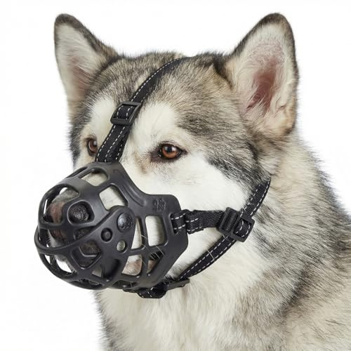 Ownpets Maulkorb Hund, verstellbar mit Trinkschutz zum Verhindern von Beißen, Kauen & Lecken, atmungsaktiver Mesh-Hundemaulkorb für Aggressive Hunde, mittelgroße & große Hunde, XXL