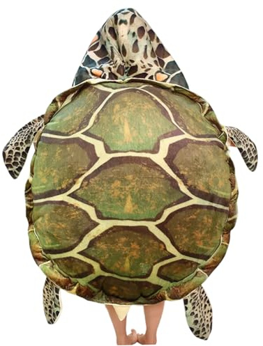 Ferricult Riesiges tragbares Schildkrötenpanzer-Kissen – süßes Meeresschildkröten-Kostüm für Kinder und Erwachsene, weiches Plüsch-Kriechversteck zum Entspannen und Spielen, 100 cm, Heimdekoration
