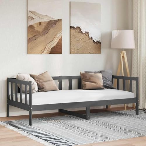 Owoxanthellate Tagesbett aus massiver Kiefer 90x200 cm Sofa Gästebett grau Holzbett platzsparend für Wohnzimmer Schlafzimmer Jugendzimmer