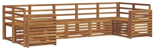 vidaXL Sofagarnituren 7 pcs Natur Massivholz Akazie, Akazienholz Gartenmöbel-Set, modernes Sofa, Coole Lounge, modulare Sitze, Pooldeck-Style