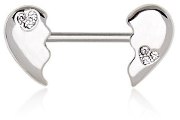 eeddoo Brustwarzen-Piercing gebrochenes Herz Silber Edelstahl
