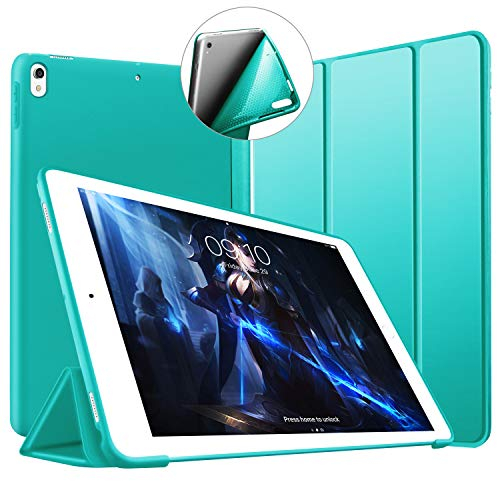 VAGHVEO Coque pour iPad Air 3 10,5 2019 / iPad Pro 10,5 Pouces 2017 Case Housse Etui de Slim Léger Protection Fonction Veille/Réveil Automatique, Tri Pli en Caoutchouc Flexible Smart Cover, Vert