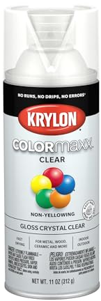 Krylon K05515007 COLORmaxx Acrylic Clear Finish for Indoor/Outdoor Use, Gloss Crystal Clear , 11 Ounce (Pack of 1)