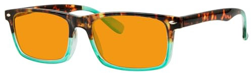 Eyekepper Nighttime Blue Light Blocking Reading Glasses Men Women with Orange Tinted Filter Lens - Digital Screen Glare Ray Computer Glasses - Tortoise/Green +2.00