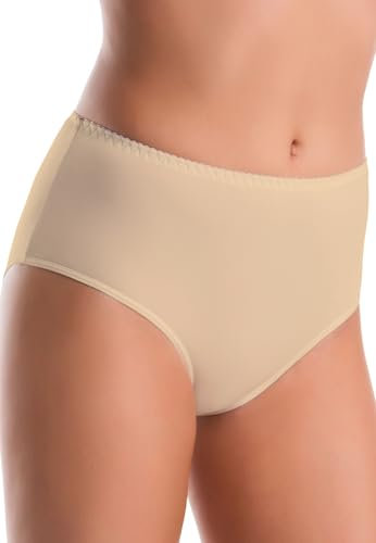 Teyli Culotte Femme Slips Taille Haute Fibre de Bambou, Beige, L