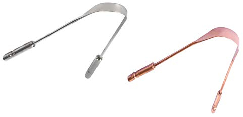 Zungenreiniger aus Kupfer und Edelstahl, mit Komfortgriff, 2 Stück