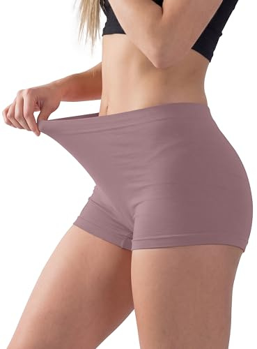 Love My Fashions ® Women's Boyshort Microfibre High Waist Boxers Seamless Stretchy Full Coverage Underwear for Ladies Dusty Pink