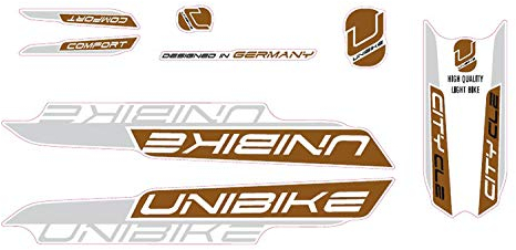 Fahrrad Aufkleber Satz UNIBIKE Dekor Rahmen Frame Sticker Set 10 teilig Kupfer Silber