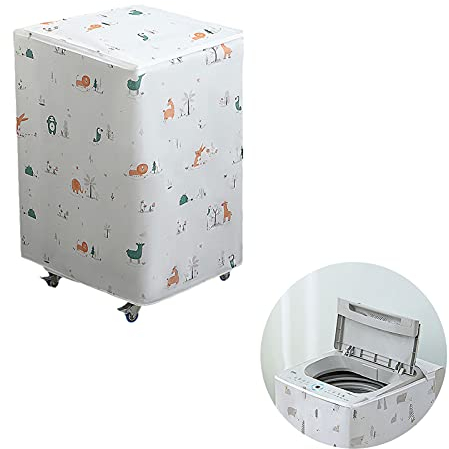 FONDUO Couverture Machine à Laver, Protecteur Imperméable, Protection Solaire Anti-poussière Housse pour Machine Lave-Linge pour Machine à Laver à Tambour/Turbo (Ouverture par Le Haut 2)