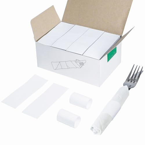 NATURALABEL Self-Adhesive Napkin Bands, Pack of 2,000, White | Wrap silverware & napkins, elegant table setting, for family, restaurant, party, wedding, celebration