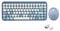 Perixx PERIDUO-713 Wireless Keyboard and Mouse Combo - Pastel Blue, 2.4 GHz, Retro Round Keys, Compact Design, UK Layout