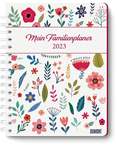Mein Familienplaner-Buch Lovely Flowers 2023 - Buch-Kalender - Praktisch, zum Mitnehmen - mit 5 Spalten und vielen Zusatzseiten