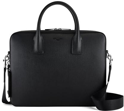 Le Tanneur, Porte Documents Slim, Sac Ordinateur 14 Pouces, en Cuir, émile, Homme, Poche moussée ordi, Poches de Rangement, malette, Passant Trolley, porté Main, épaule, Sac Business, Travail