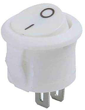 AUTOZOCO Interruptor Redondo Basculante 2 Vías ON/OFF, SPST, Encendido y Apagado, 6A 250VAC | 10A 125V, 2 Pines, Blanco Sin LED