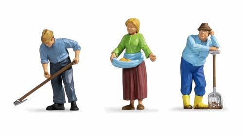 NOCH G Figuren Landwirte, bewegliche Kunststofffiguren, ideal für Spur G Modellbahn und Diorama