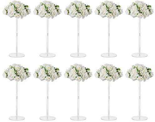 Nuptio Acryl Vase Hochzeit Tafelaufsätze - 10 Stück 60cm Hoch Tischblumenständer Blumen Vasen für Geburtstagsfeier Hochzeiten Dekorationen - Elegante Geometrische Spalte Tafelaufsatz Steht Halter