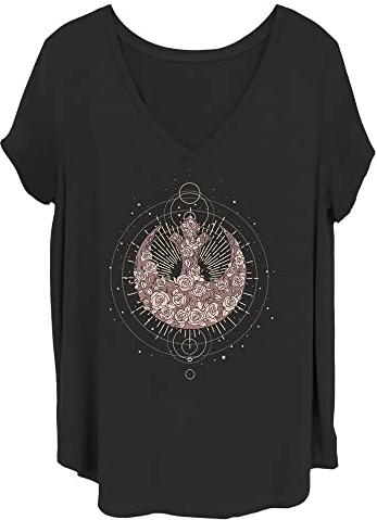 STAR WARS Damen Himmlische Rose Rebell T-Shirt, Schwarz, 1X