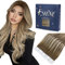 Fshine Invisible Tape in Extensions Echthaar 50cm 50g 20 Stücke Echthaar Extensions Tape Balayage Mittelbraun bis Platinblond Skin Weft Farbe 6 60 6