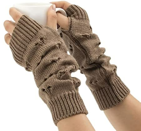 POHADON Fairy Grunge Handschuhe Alt Emo Goth Zubehör Fingerlose Ripped Langarm Armstulpen Y2k Gyaru Arm Ärmel Harajuku, Braun, Einheitsgröße