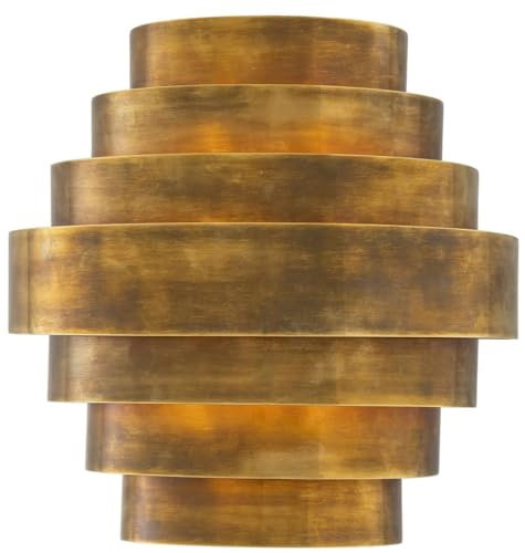 Casa Padrino Luxus Wandleuchte Vintage Messing 30 x 16 x H. 31 cm - Halbrunde Messing Wandlampe - Wohnzimmer Wandleuchte - Hotel Wandleuchte - Restaurant Wandleuchte - Luxus Leuchten