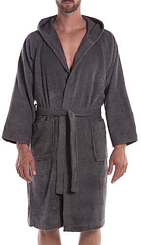 Caleffi Albornoz para mujer, hombre, capucha, de rizo suave, algodón hidrófilo 450 GB, lavable Ib lavadora 40 °, secadora, talla 1009897, negro, XL Unisex-Adulto, Negro