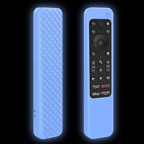 LEFXMOPHY TX900U Remote Case for Sony RMF-TX800U /RMF-TX900U Voice Remote 2022, X85K / X90K / X93K / X94K / A80K / A90K Series TV Remote Blue Silicone Protective Skin Glow in Dark