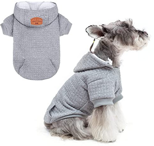 BEAUTYZOO Dog Hoodies Sweater for Medium Dogs, Waffle‑Like Laminated Coat | Warm Dog Sweatshirt with Pocket & Leash Hole, Pullover Clothes for Girl Boy Dogs, Stretchy & Easy‑On‑Off, Bulldogs Pitbulls