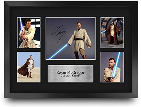 HWC Trading FR A3 Ewan McGregor Obi-Wan Kenobi Star Wars Geschenke Geducktes Signiertes Autogramm Fotodisplay Montagedisplay für Fans von Fernsehshows - A3 Gerahmt