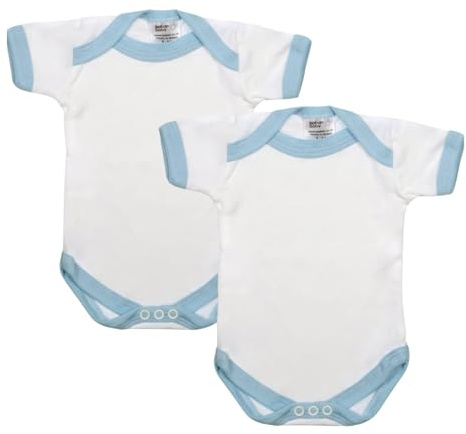 Baban Baby Premature Bodysuits Vests Cotton 2 Pack, White/Blue, 3-5lbs