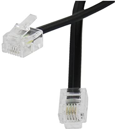 Reulin 15M Flat Landline Telephone Broadband Cable Cord, Wifi Modem Router Wire to RJ11 Phone Socket or Microfilter, ADSL 2+ Filter/Fibre Optic 6/4 High-Speed Internet Lead (15 Metres, Black)
