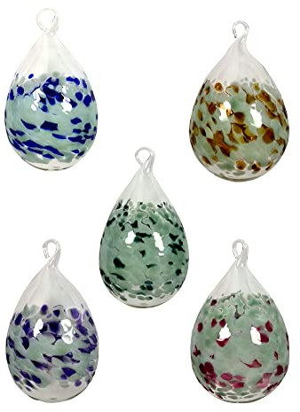 Lauschaer Glas Ostereier aus Glas mit Granulat Verschiedene Größen und Sets mundgeblasen handgeformt (5, opalgrau mit 5 Farben)