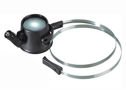 Meichoon Stirnbandlupe mit LED-Lichtern Beleuchtet 15-fache Lupe Einzelauge Headset Lupe für Reparatur Präzision Elektronische Komponenten Uhren UC43