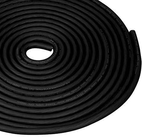 Conext Link 5 FT 4 AWG GA Full Gauge Battery Power Cable Ground Wire Frost Black OFC Copper （10090）