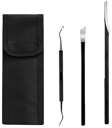 LYQNIHOB Set di 3 Coltelli da Pedicure in Acciaio Inossidabile e una borsa, Lame e Raschietto per la Rimozione dei Calli, Strumenti di Qualità Professionale per la Cura dei Piedi