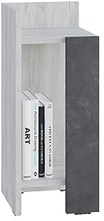 HOCUS PICUS Bedside Table Nightstand for Bedroom, Lamp Holder, Slim Bedside Storage, Side End Table, Easy to Assemble, 25x60x27 cm (Ancient White, Retro Grey Left)