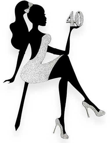 decoresca Kuchendeko Geburtstag - 24x17 cm - Dame in High Heels, Personalisiert mit Alter - Happy Birthday Tortenaufsatz – Kuchendekoration - Torten Topper Geburtstag in Acryl & Glitter (Silber)