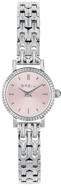 Breil, Collezione Darling, Orologio Donna in Acciaio, Bracciale in Maglia Milanese, Quadrante Rosa con Finitura Sunray, Lunetta Decorata, Lunghezza Regolabile 13.5-19 cm, Cassa 18 mm, Color Silver