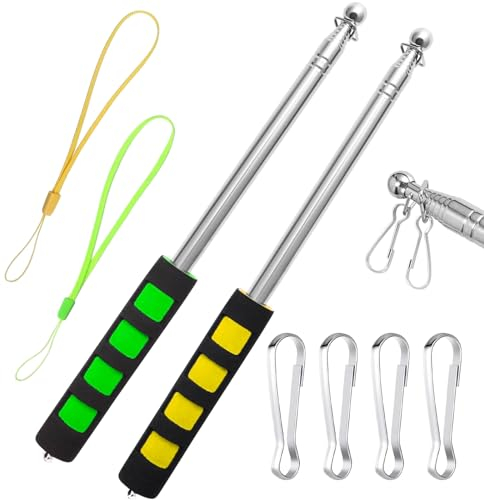 2 Piezas Mástiles Telescópicos Mastil Bandera Exterior para Bandera de Acero Inoxidable Mastil Bandera Flag Pole Holder for Outside House Palo Telescopico se Puede Utilizar(Amarillo Verde)
