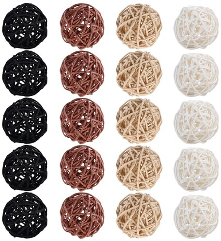 HAOBIN StüCk 20 Stück Natur Rattan Kugeln Deko Weidenkugeln 3cm für DIY Handwerk Blumendeko Wohnzimmer Hochzeit Party (B)