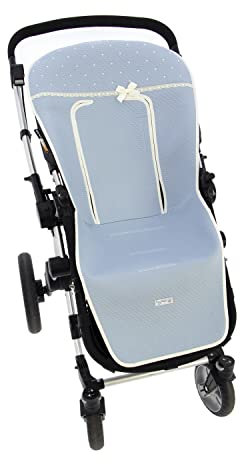 Funda de Verano para Silla Paseo Universal Rosy Fuentes- Colchoneta para Carrito Bebé- Transpirable-Compatible con Bugaboo, Jane, Concord, Baby Jogger, Bebecar…-Azul Pálido