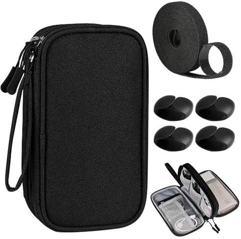 Nazaz Organizador Cables Viaje Impermeable, Estuche Portátil para Accesorios Electrónicos, Bolsa Compacta para Cargadores, Memorias USB, Tarjetas SD y Adaptadores, Diseño Duradero y Seguro